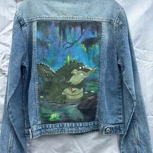 Custom hand-painted denim jacket. Fully washable. Princess and the Frog, Disney